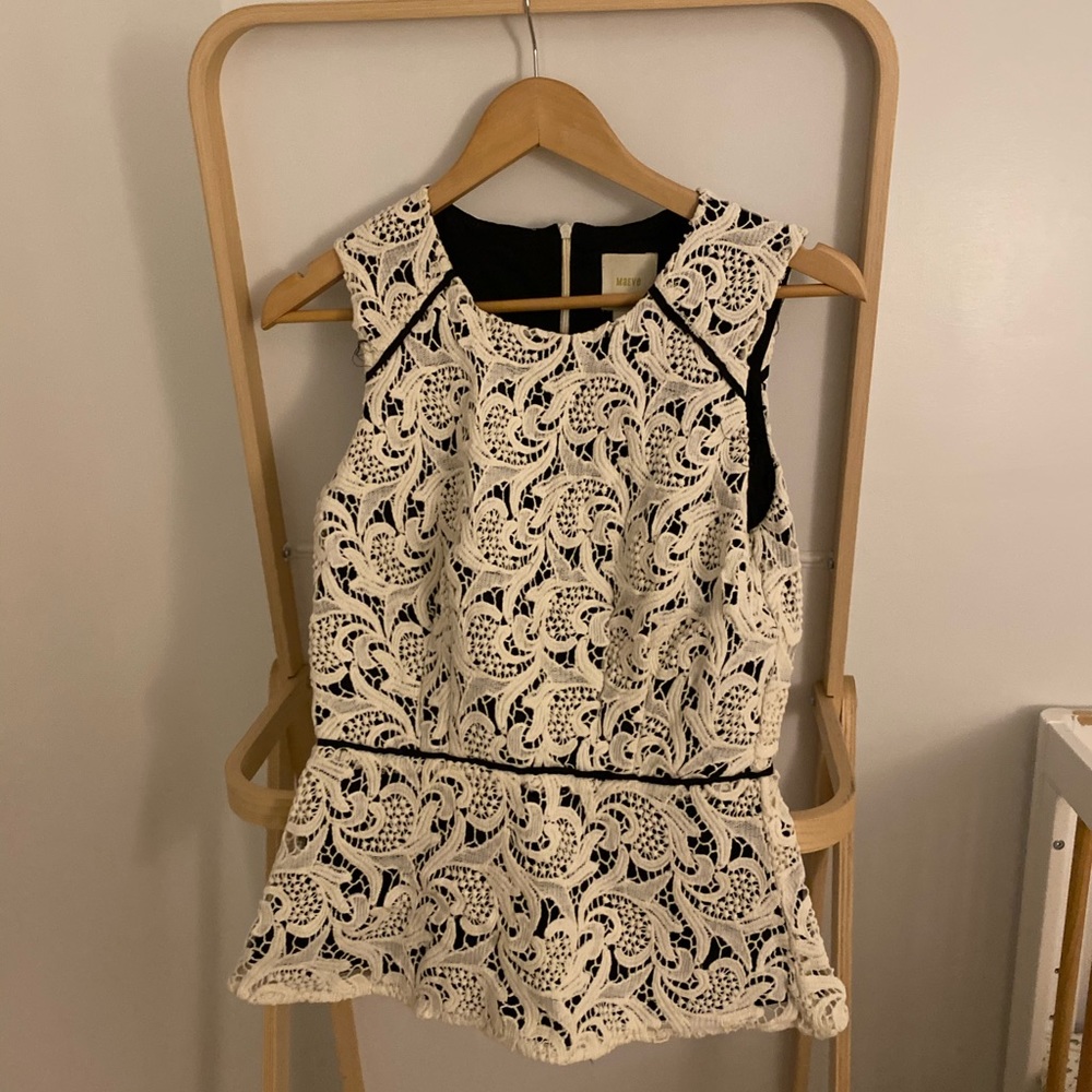 Anthropologie Maeve white lace top